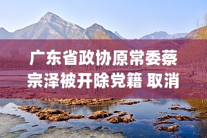 广东省政协原常委蔡宗泽被开除党籍 取消退休待遇